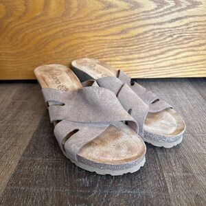 Brown Comfort Mules with Cork Footbed